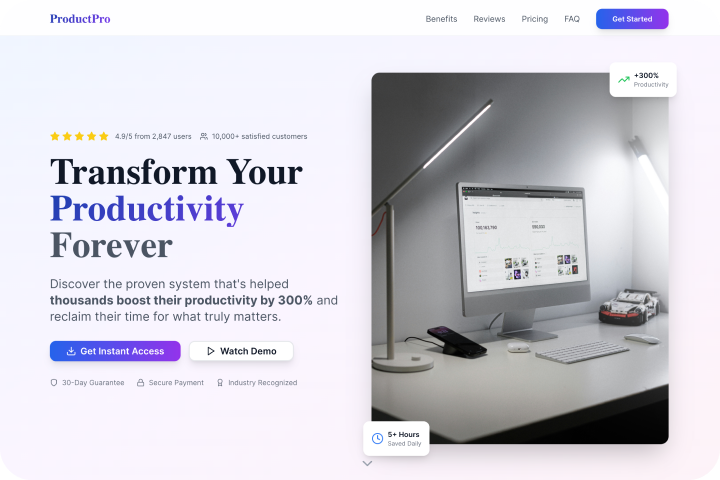 Digital product landing page
