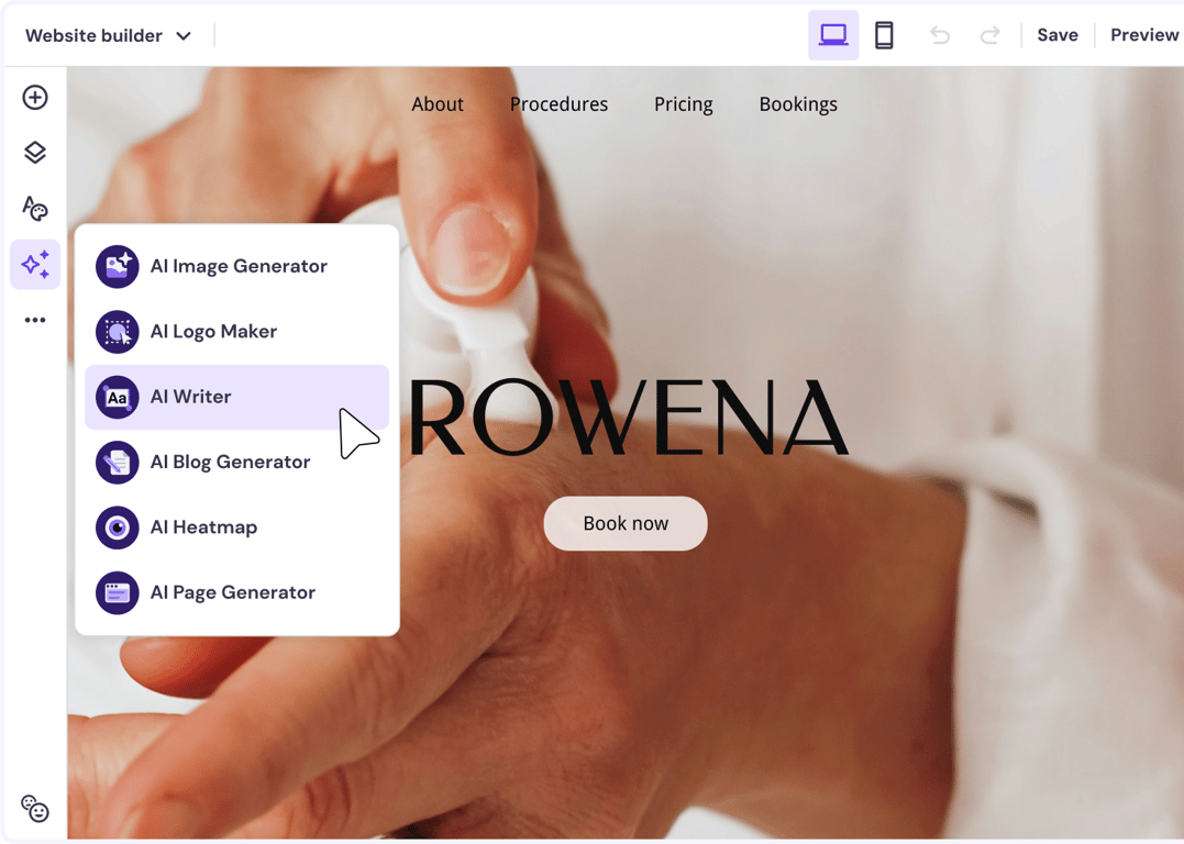 Creador de sitios web con herramientas de IA
