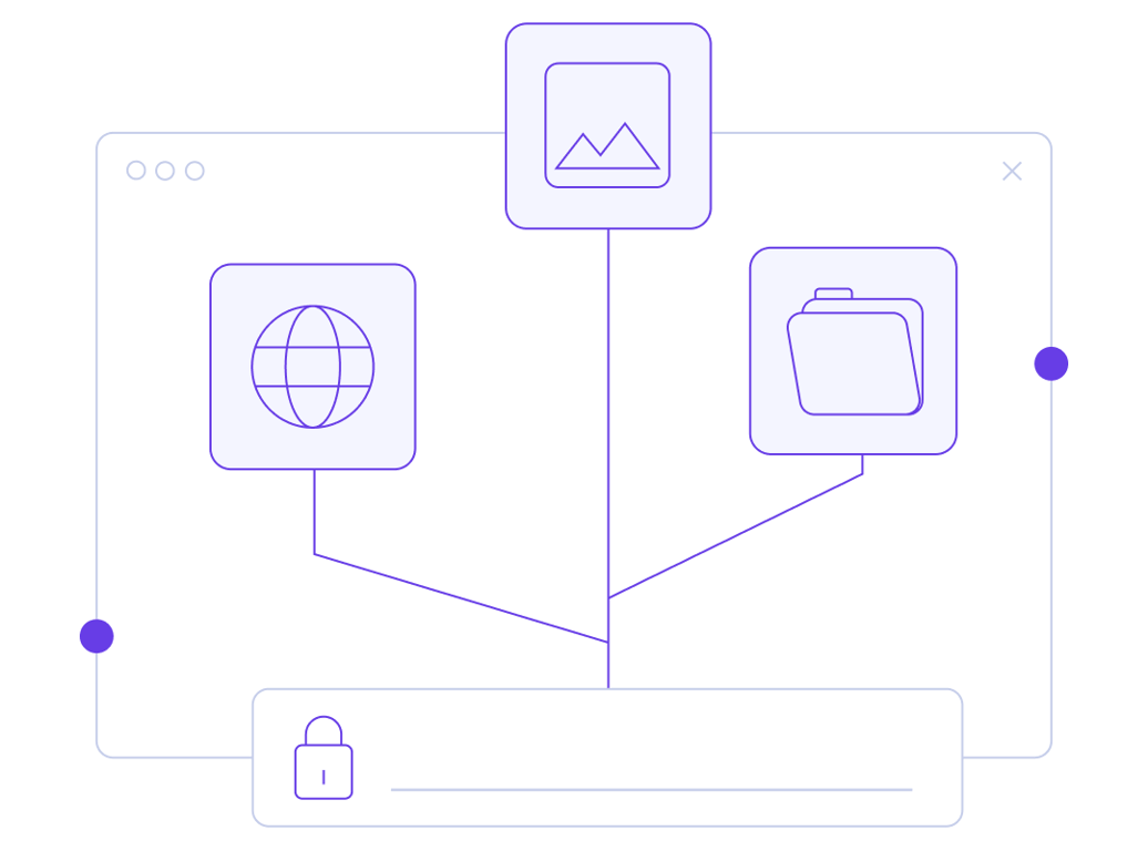 Diagram illustrating a network with a lock and key, symbolizing security and access control in digital systems.