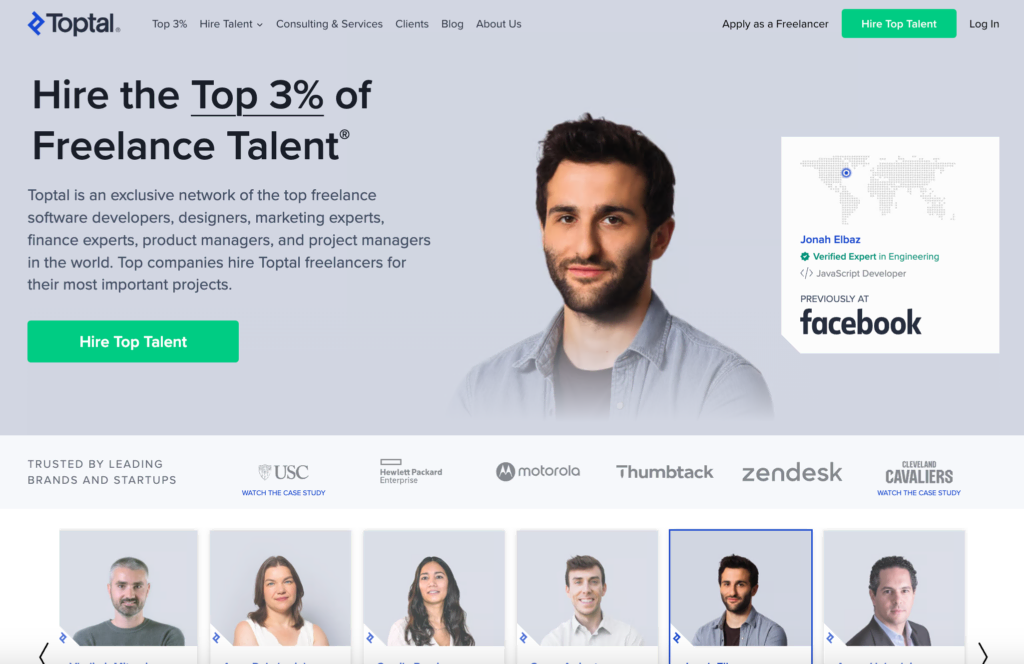 Toptal startpagina