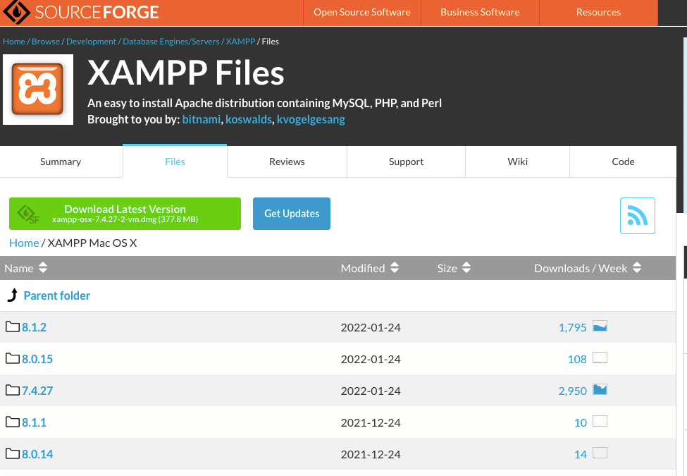 SOURCEFORGE download versies