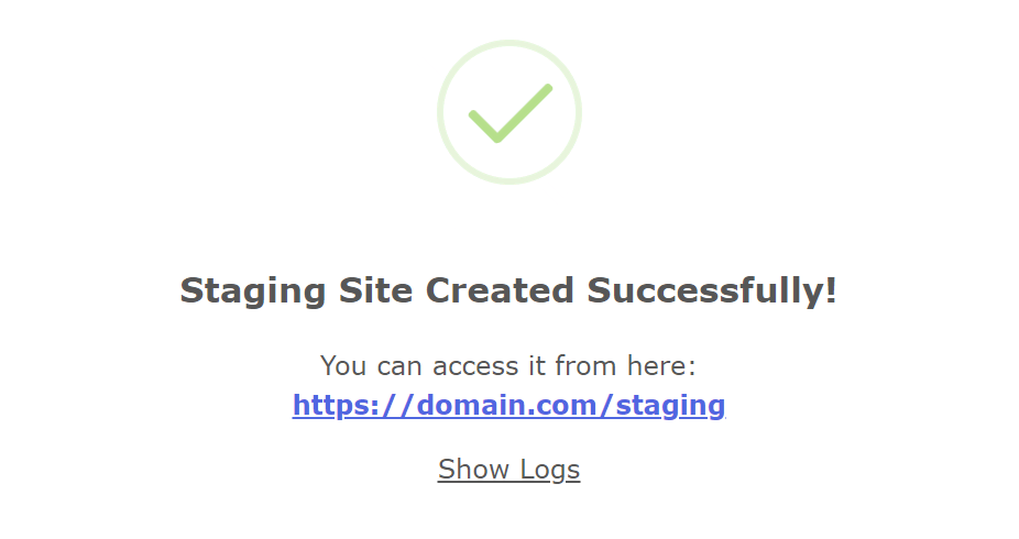 Staging site succesvol aangemaakt

