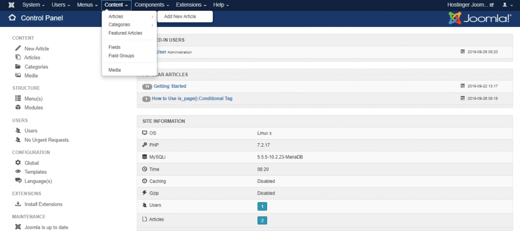 Nieuw artikel toevoegen in Joomla