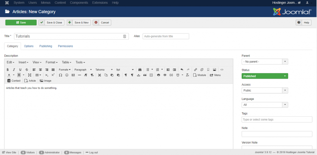 Categorieën aanmaken in Joomla