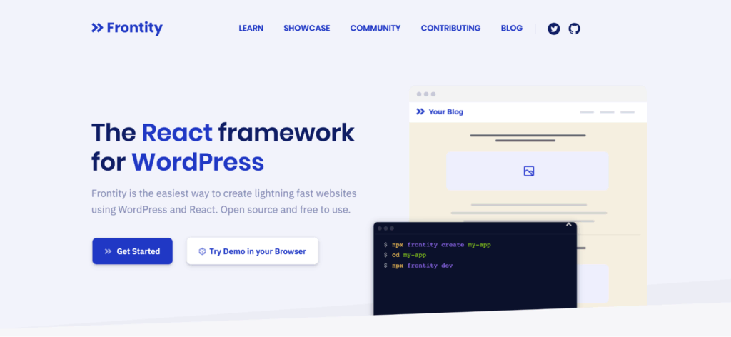 Frontity project startpagina
