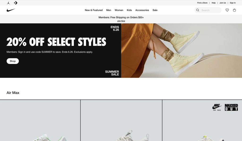 Nike startpagina