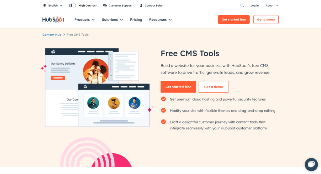 HubSpot CMS startpagina
