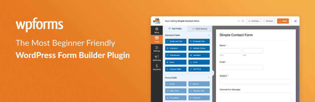 WPForms startpagina