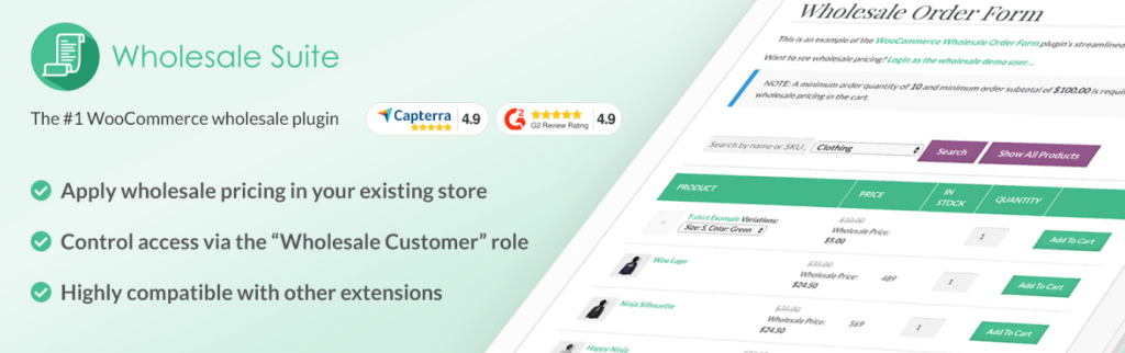 Wholesale Suite startpagina
