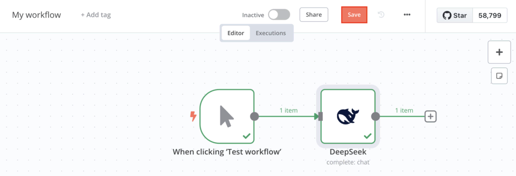 Sla je workflow op door op de knop Opslaan te klikken.