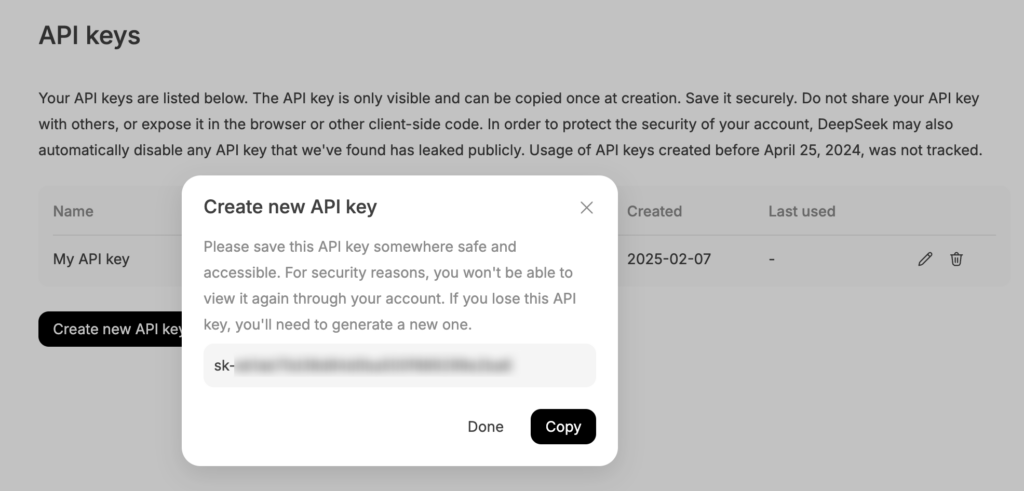 Nieuwe API-sleutel aanmaken