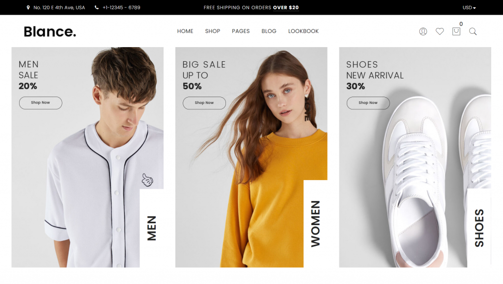 Thème WordPress d'e-commerce Blance