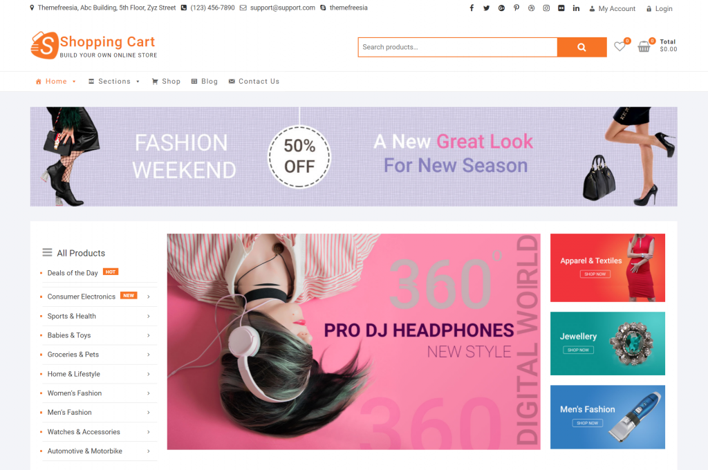 Thème WordPress d'e-commerce Shopping Cart