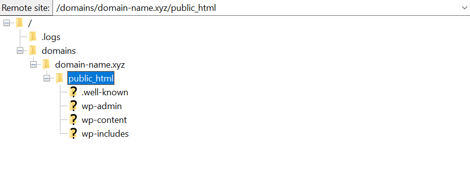 Contenu du dossier public_html en FTP