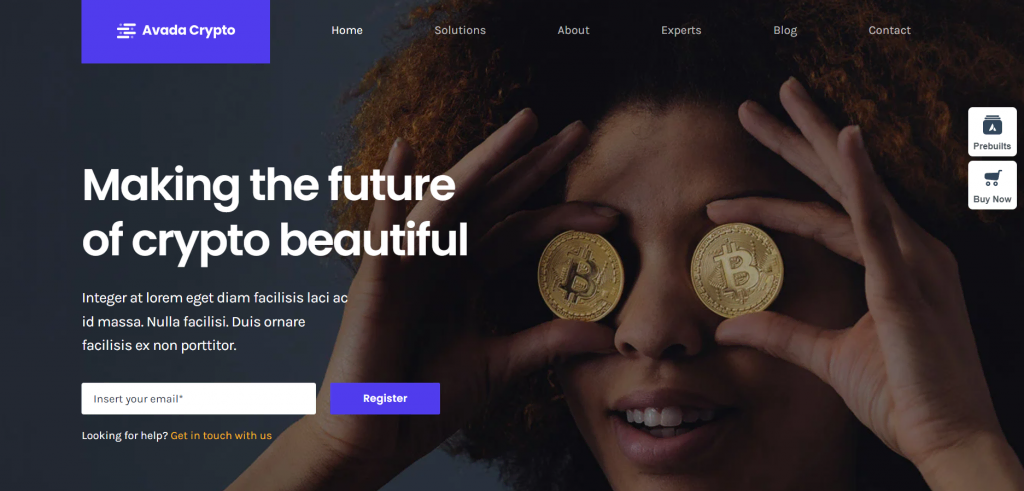 themes-crypto-wordpress La page de prévisualisation d'Avada, un thème WordPress.