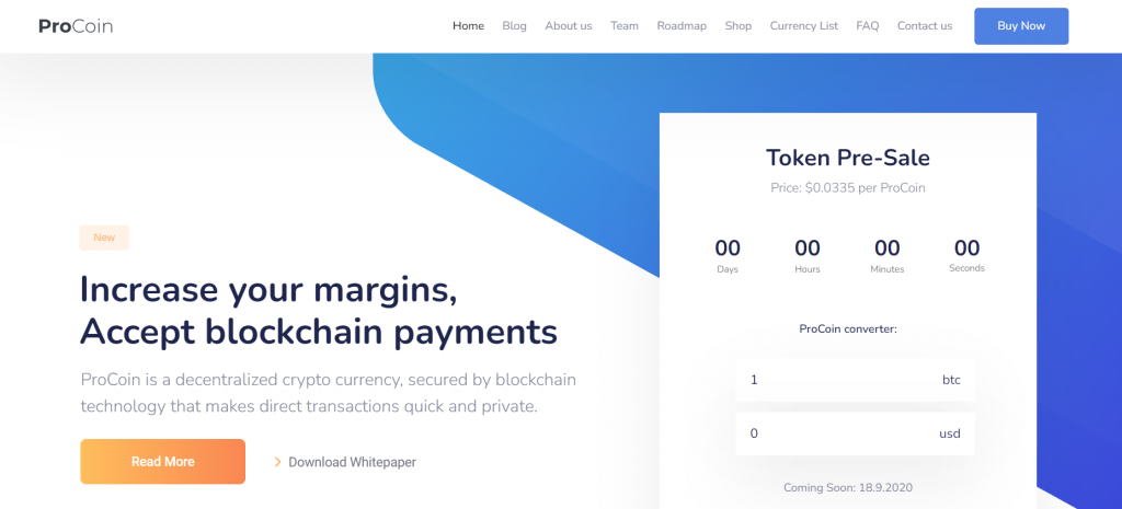 themes-crypto-wordpress La page de prévisualisation de ProCoin, un thème WordPress.