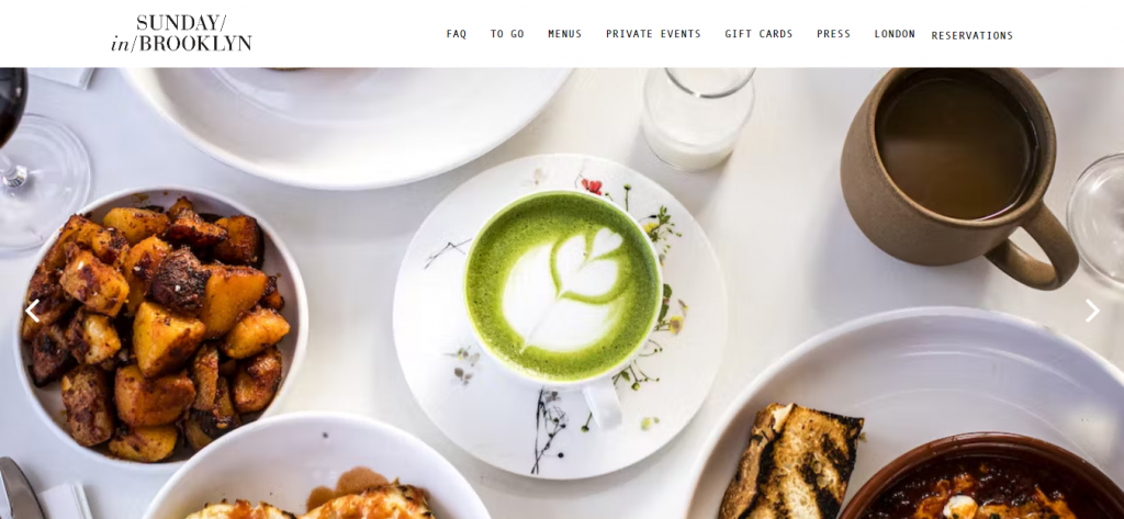 Page d'accueil du site web Sunday in Brooklyn