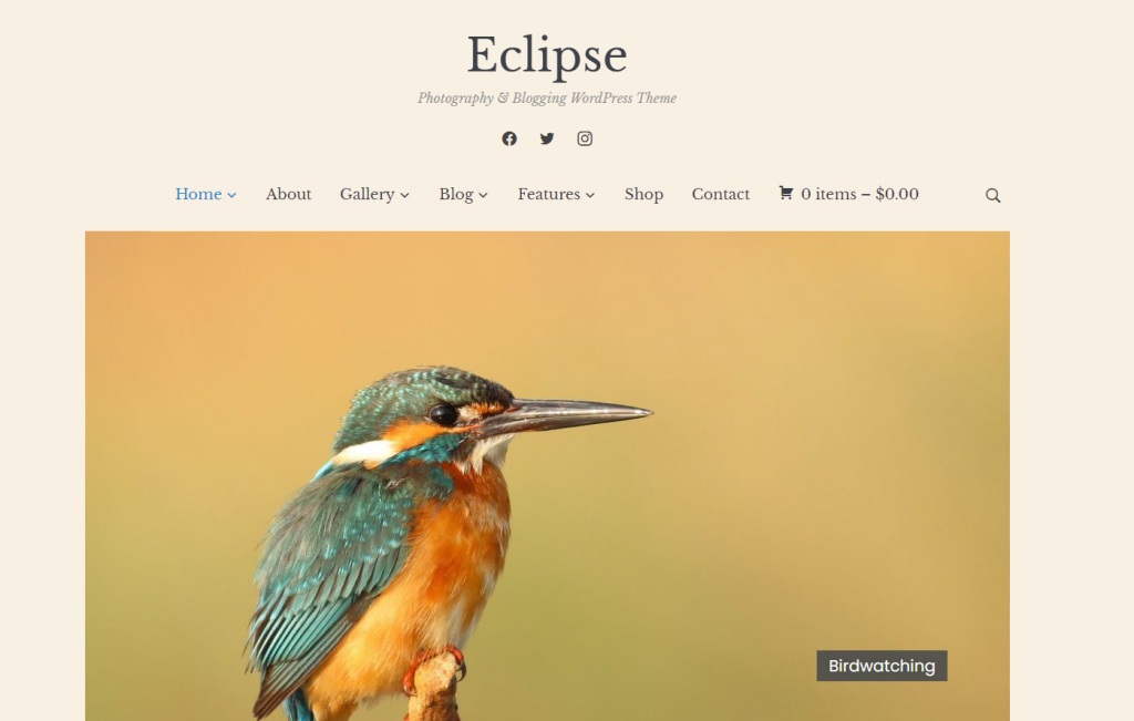 La page d'accueil du site démo du thème Eclipse La page d'accueil du site démo du thème Eclipse
