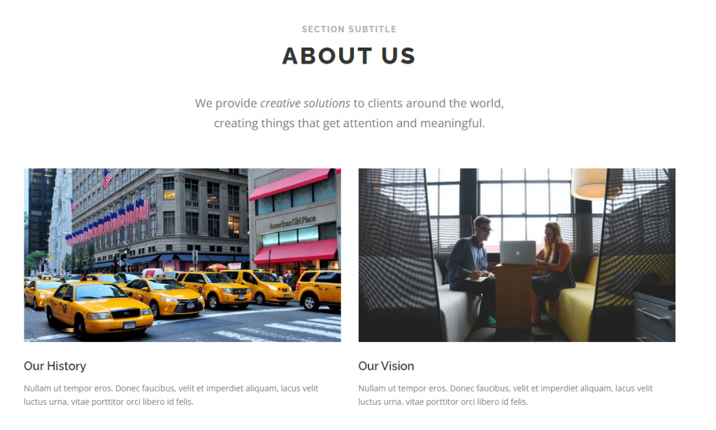 themes-wordpress-simples La section « About Us » du site démo de OnePress