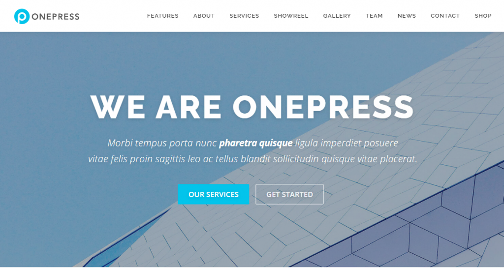 themes-wordpress-simples La page d'accueil du site démo du thème OnePress