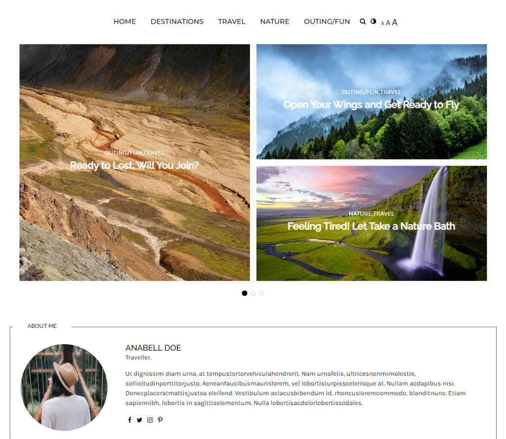 themes-wordpress-simples Le site démo du thème Writee pour les voyages