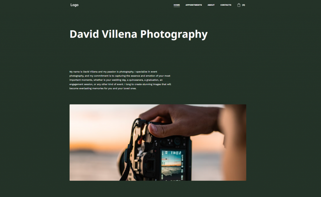 Page d'accueil du site photographe David Villena