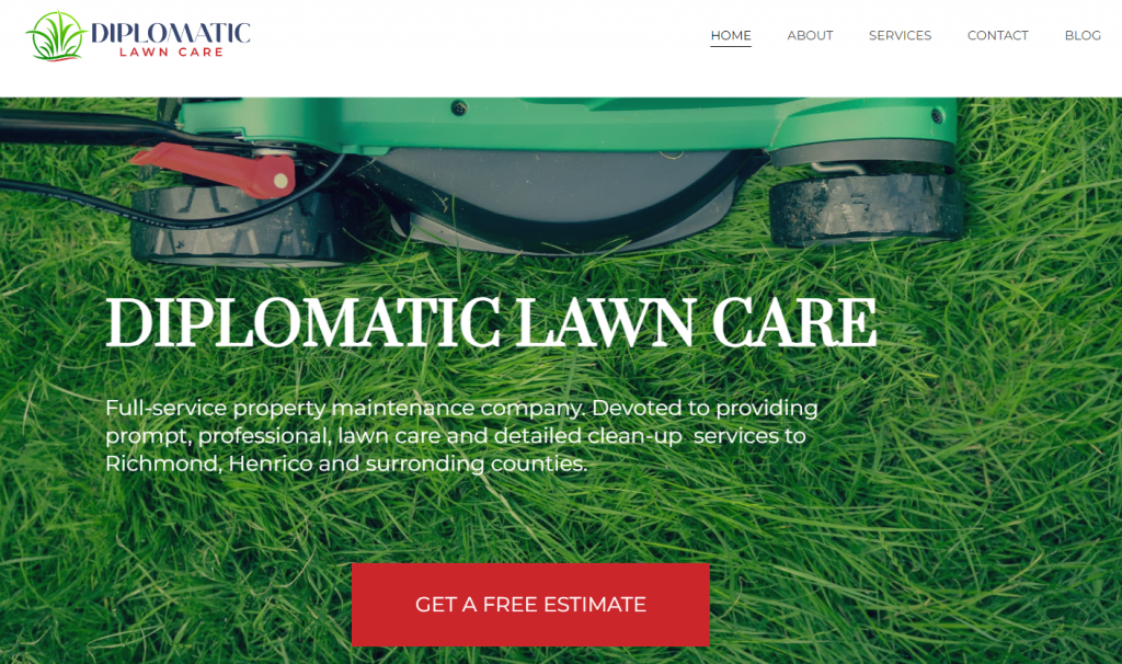 Page d'accueil de Diplomatic Lawn Care