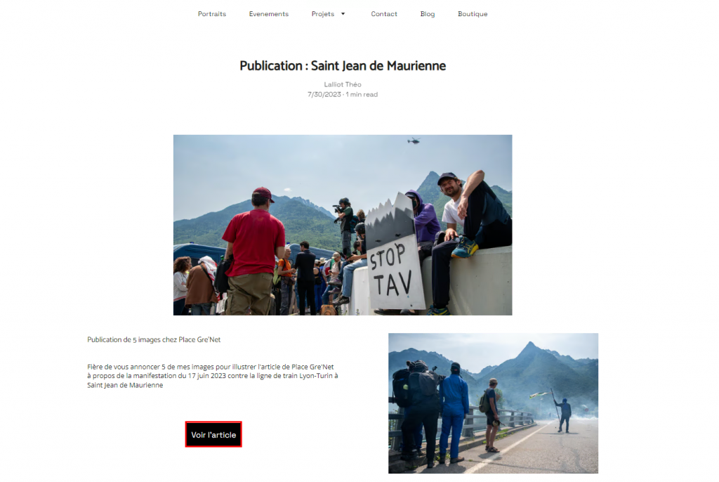 Page du blog de Pinzoo avec le bouton "lire l'article" en évidence