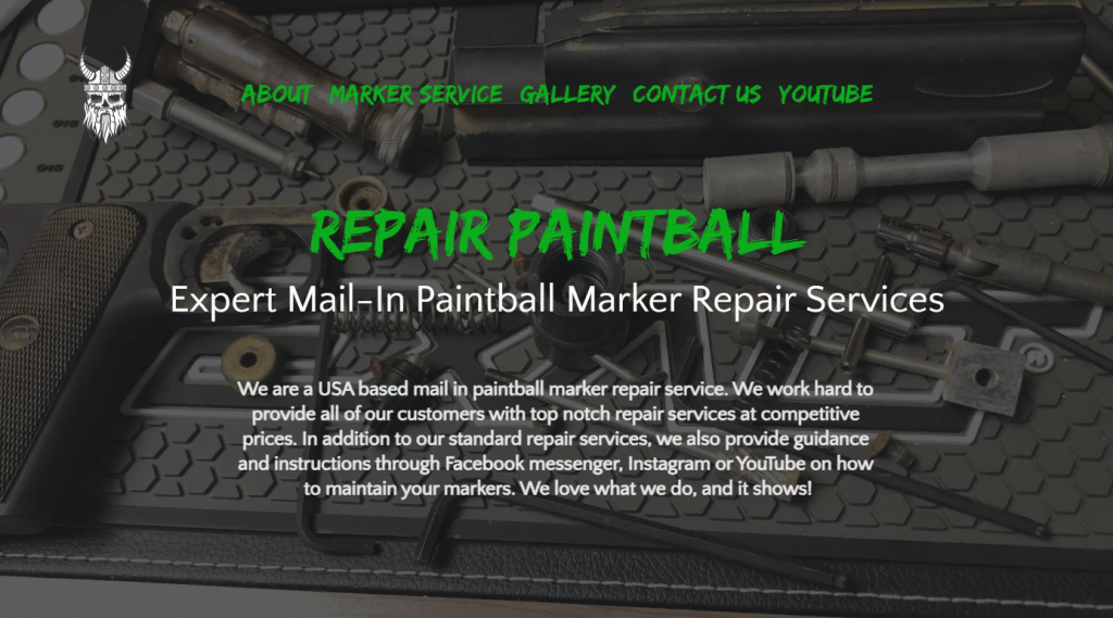 Page d'accueil de Repair Paintball