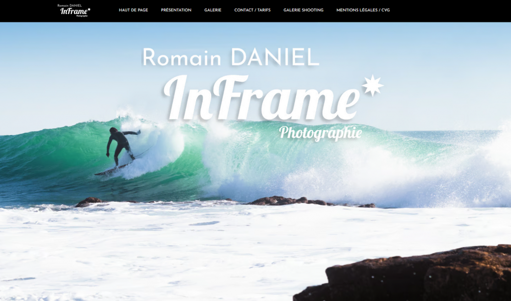 Page d'accueil du site photographe Romain Daniel InFrame