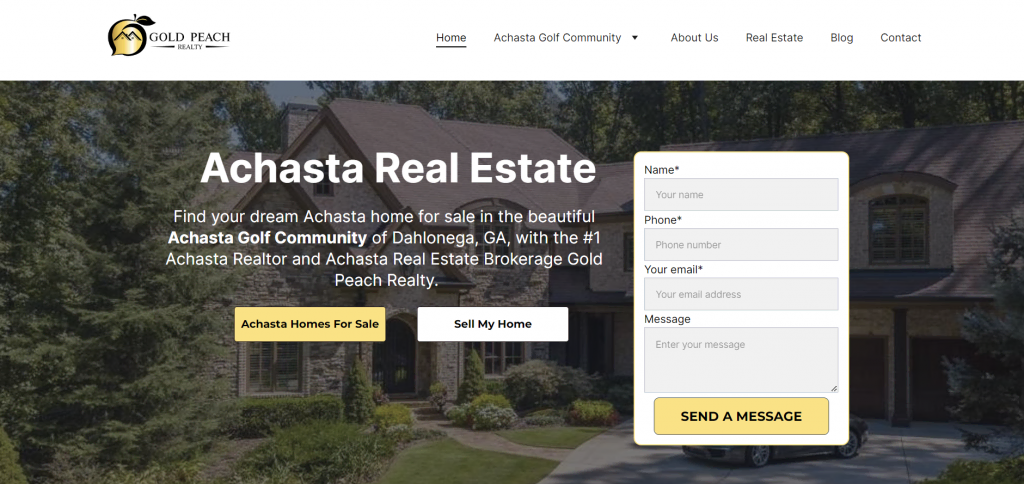La page d'accueil de Gold Peach Realty