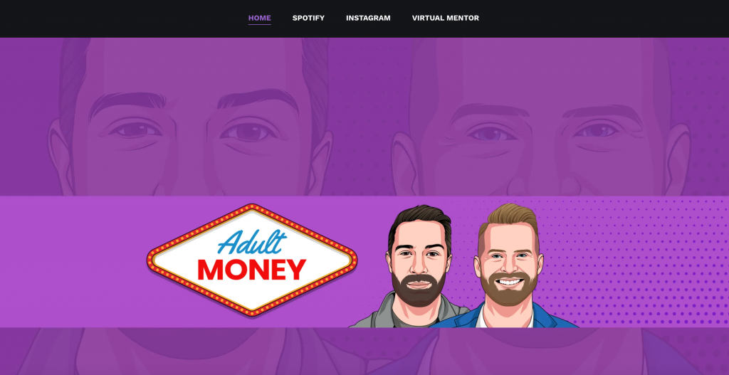 Página de inicio del podcast Adult Money
